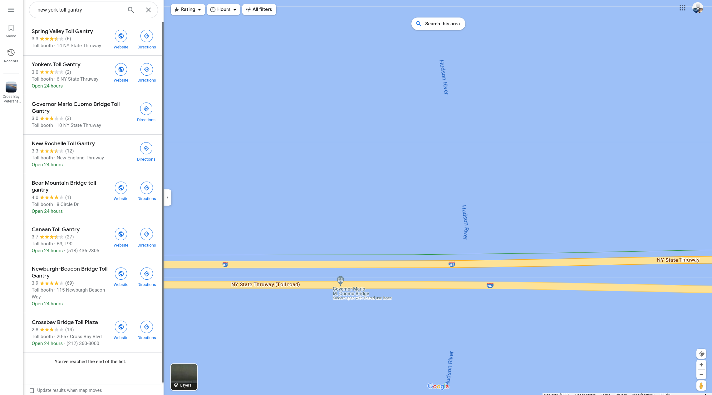 a bridge on google maps will toll road. 